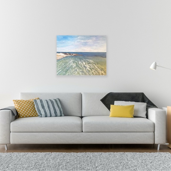 "Rippling Waters of Hartwell Beach" Hand Painted in Acrylic on a 22 X 27 Canvas - Picture 4 of 6